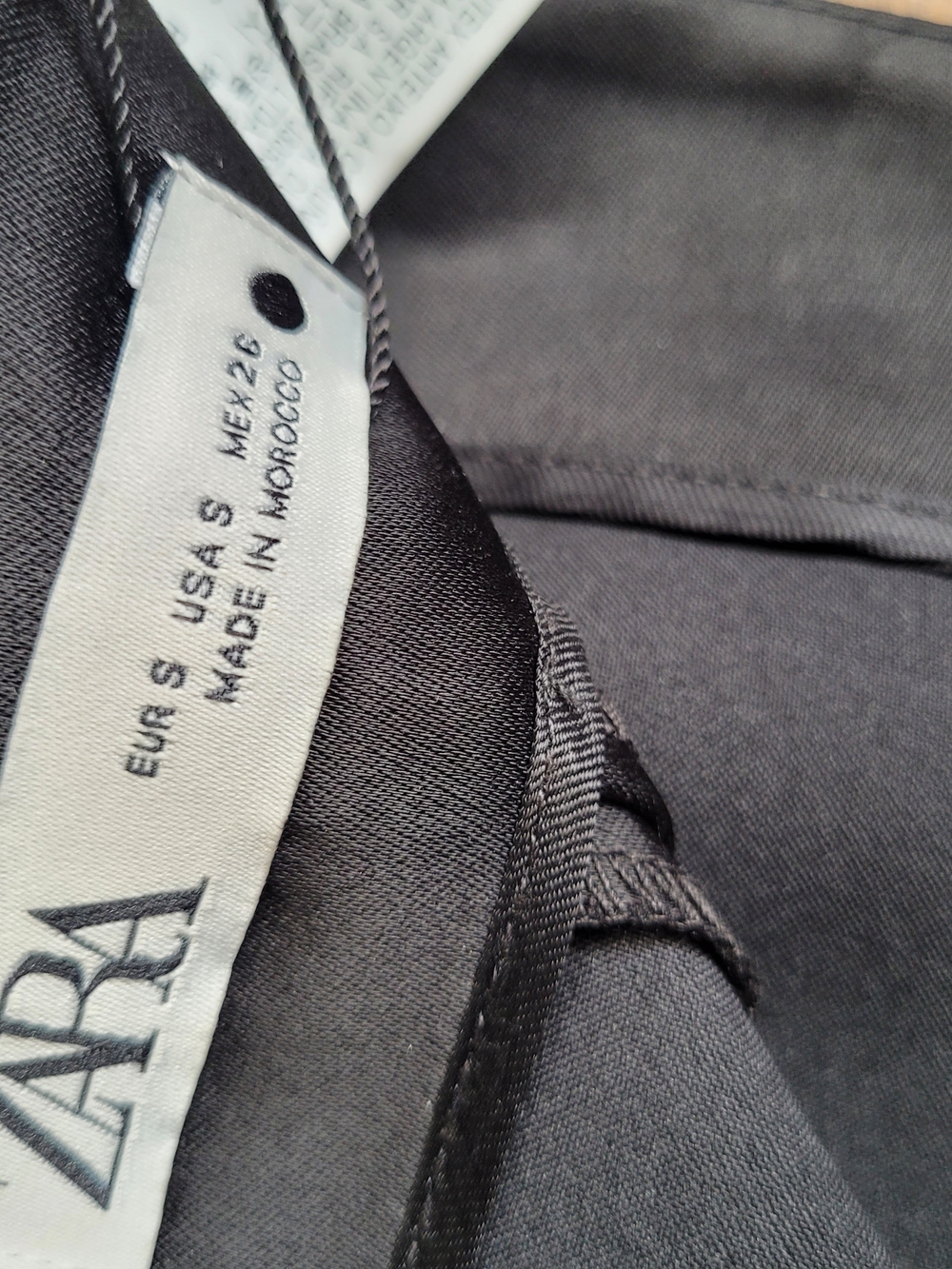 Zara Black Satin Mini Skirt with Draped Twist and Crystal Trim - Picture 9 of 11